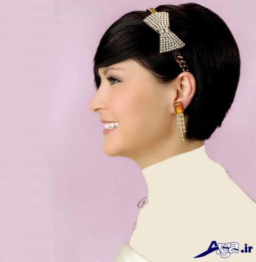 مدل شینیون زیبا برای موهای کوتاه عروس 