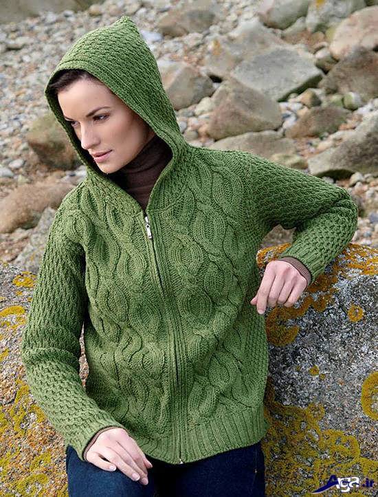 مدل ژاکت بافتنی زنانه سبز