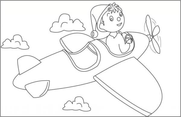 نقاشی هواپیما کارتونی برای رنگ آمیزی کودکان 