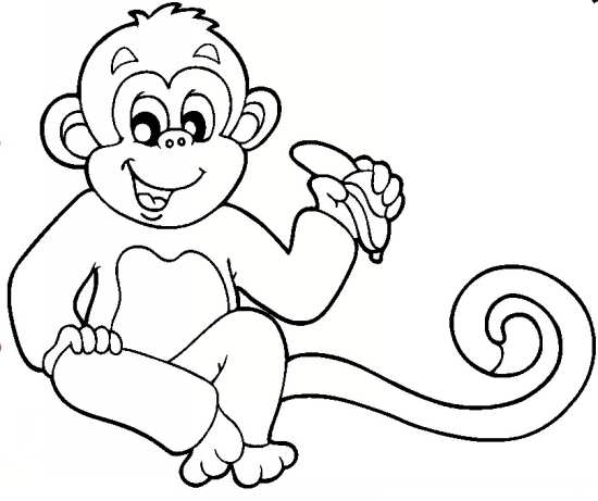 نقاشی میمون برای رنگ آمیزی کودکان 