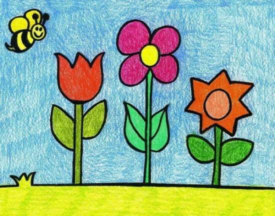 رنگ آمیزی نقاشی گل برای کودکان 