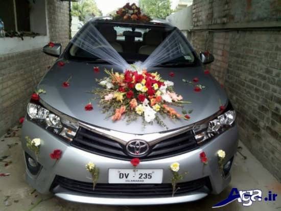تزیین ماشین عروس با تور و گل 