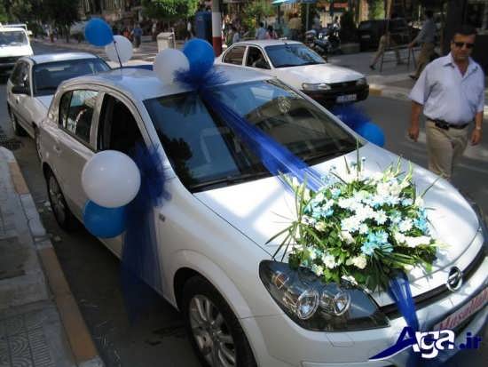 تزیین ماشین عروس با بادکنک و گل 