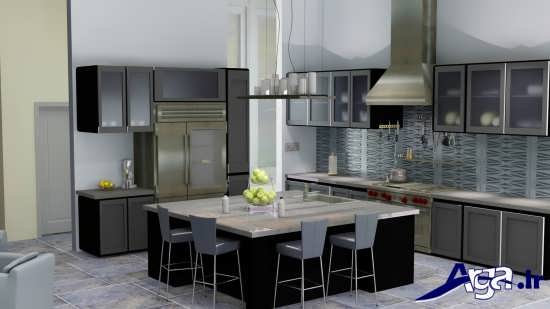 مدل کابینت آشپزخانه با طرح های شیشه ای 