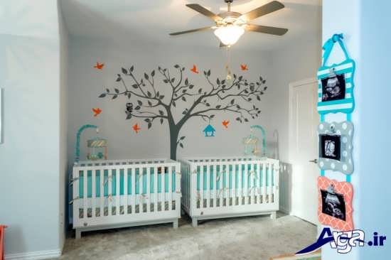 اتاق نوزادان دوقلو با طراحی متفاوت و فانتزی 