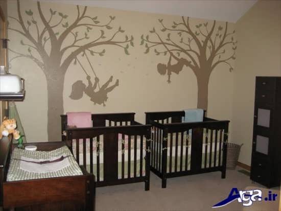 اتاق نوزاد دوقلو با طراحی زیبا 