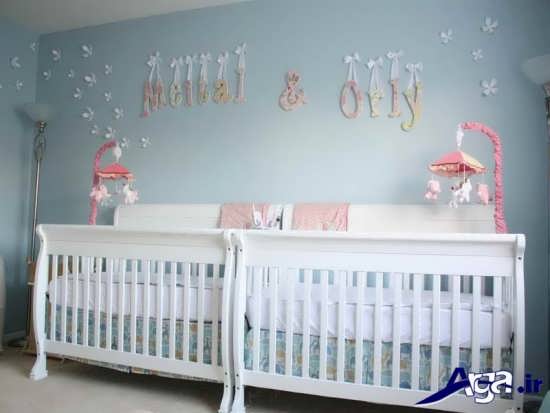 اتاق نوزادان دوقلو با دکوراسیون شیک و متفاوت 