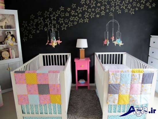 طراحی دکوراسیون داخلی اتاق زیبا برای نوزاد دوقلو 