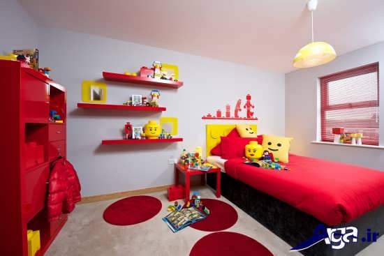 طراحی دکوراسیون اتاق کودک با رنگ قرمز 
