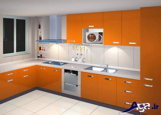 طراحی آشپزخانه کوچک با رنگ های روشن 