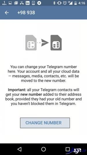 نحوه تغییر شماره در برنامه تلگرام 