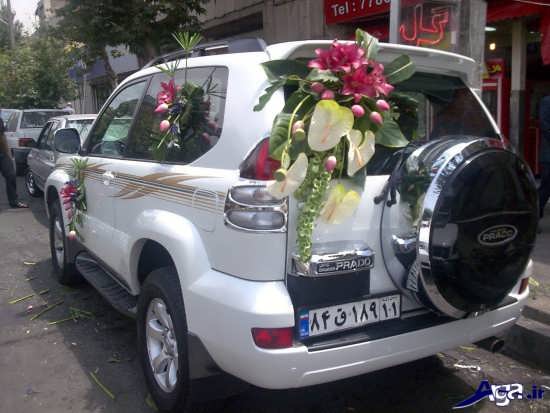 تزیین ماشین عروس با گل های زیبا