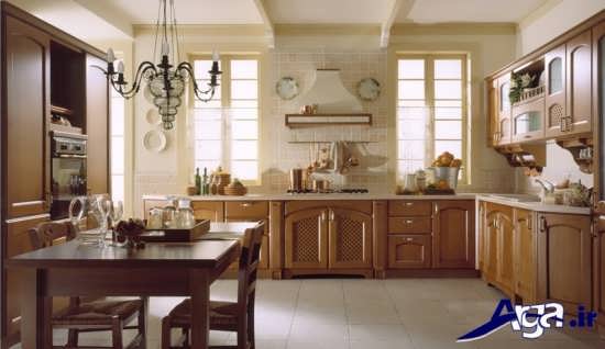 دکوراسیون آشپزخانه کلاسیک با چیدمان زیبا 