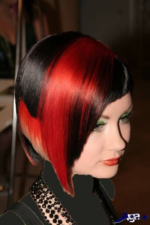 مدل هایلایت قرمز روی موی مشکی 