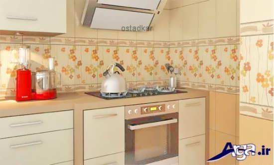 مدل کاشی گلدار و زیبا آشپزخانه 