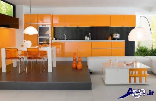 دکوراسیون نارنجی آشپزخانه 