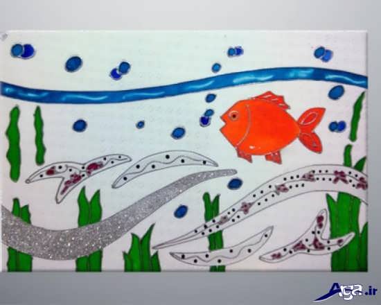 نقاشی ماهی روی کاشی