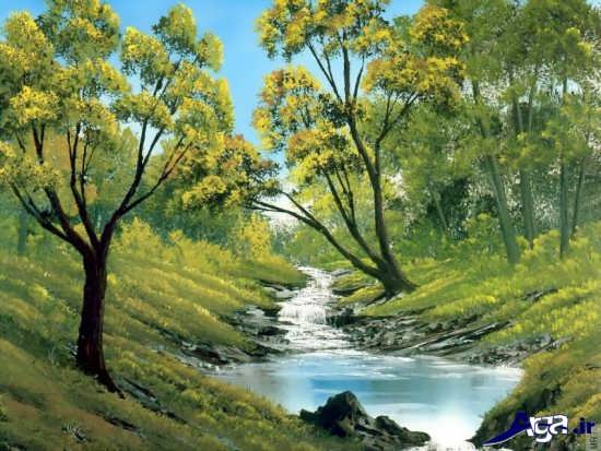 نقاشی از درختان در طبیعت