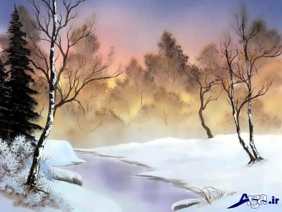 نقاشی از منظره برفی بسیار زیبا