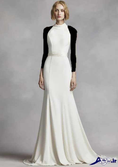 مدل لباس عروس پشت گردنی با طرح ساده 