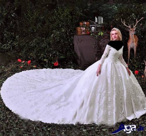 مدل لباس عروس سیندرلایی دنباله دار