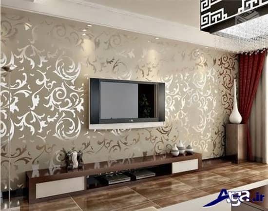مدل کاغذ دیواری زیبا و براق اتاق نشیمن 