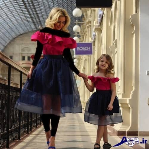 مدل لباس مشکی و قرمز مادر و دختر 