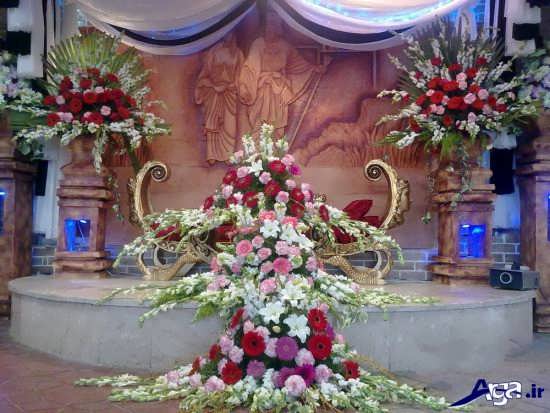 تزیین زیبای جایگاه عروس با گل