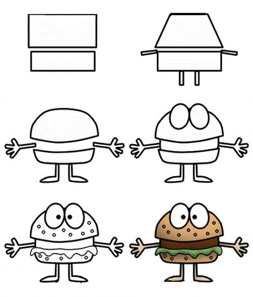 نقاشی همبرگر کارتونی 