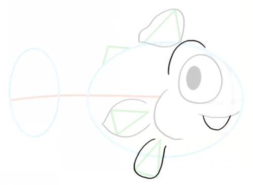 آموزش نقاشی ماهی کارتونی 