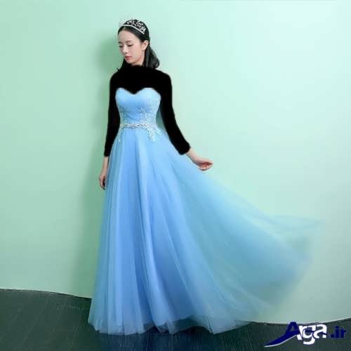 مدل لباس شب کره ای آبی 