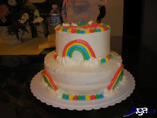 کیک تولد رنگین کمانی