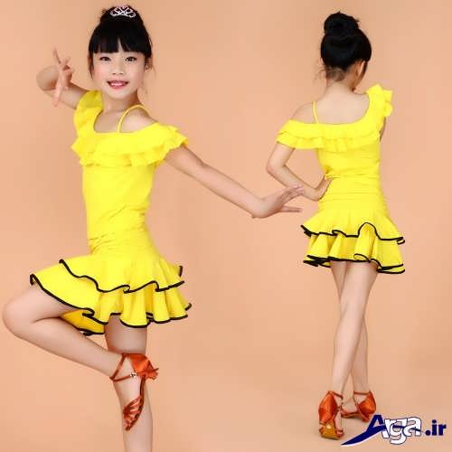 مدل لباس مجلسی زرد بچه گانه 