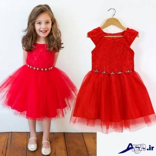 مدل لباس مجلسی شیک و قرمز دخترانه 