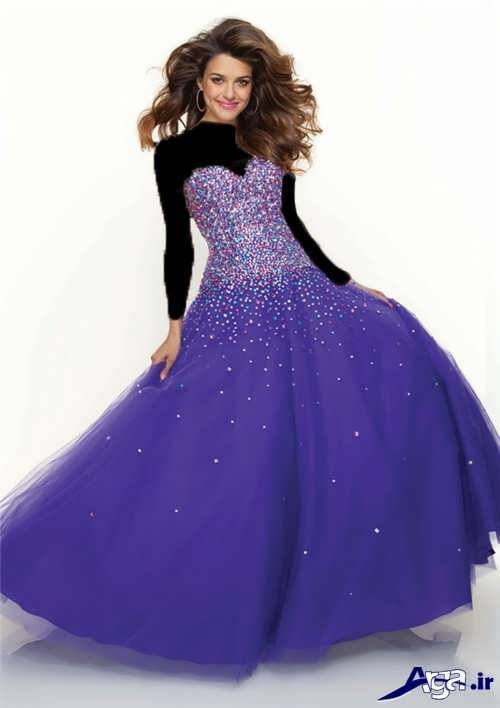 مدل لباس شب پرنسسی بلند 