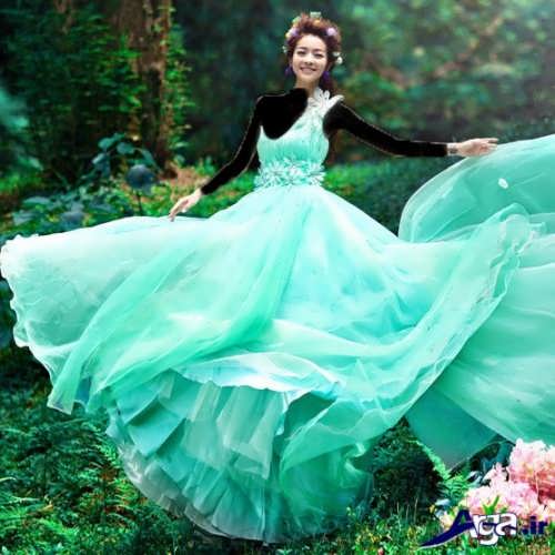 مدل لباس پرنسسی سبز و شیک 