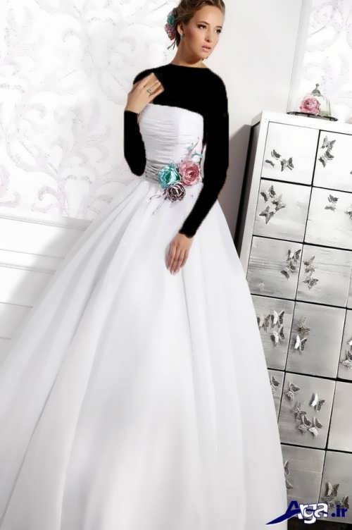 مدل لباس عروس دکلته پف دار 