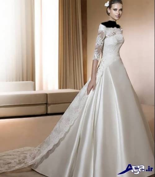 مدل لباس عروس با آستین گیپور 