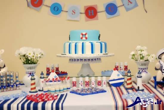کیک آبی تزیینی زیبا برای جشن تولد 