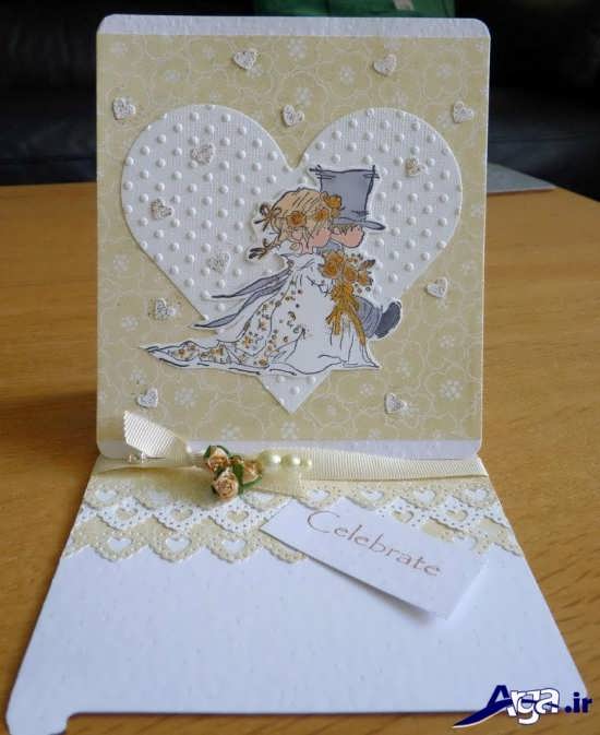 کارت سفید با شکل قلب برای جشن عروسی