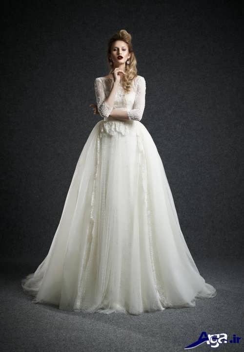 مدل زیبا و متفاوت لباس عروس آستین دار 