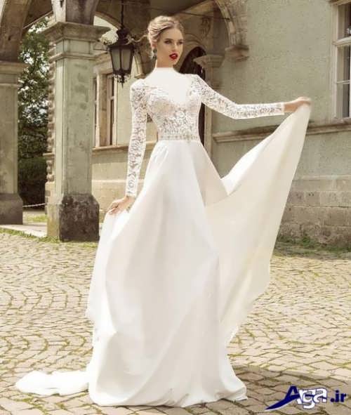 مدل لباس عروس شیک آستین بلند 