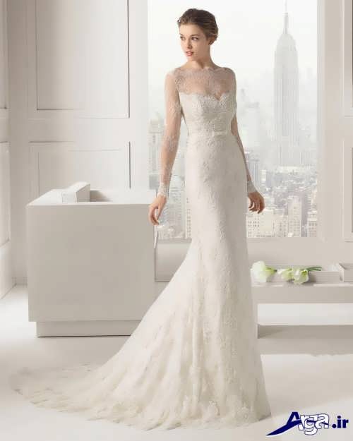 مدل لباس عروس زیبا آستین بلند 