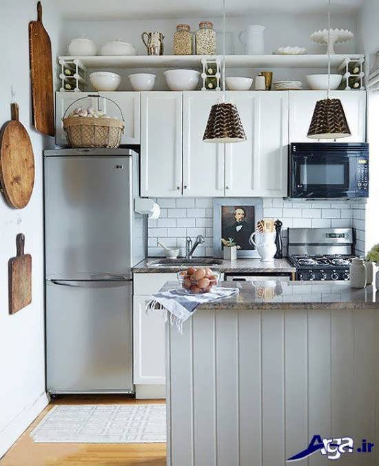 مدل کابینت سفید در آشپز خانه کوچک