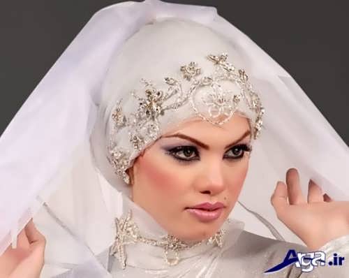 مدل حجاب عروس کار شده 