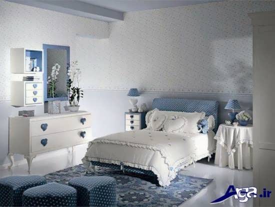 طراحی داخلی اتاق خواب با پارچه آبی