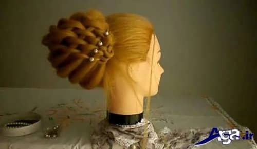 مدل شینیون همراه با بافت موی حصیری 