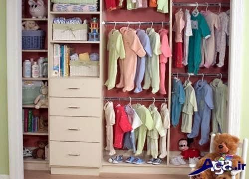 چیدمان پوشاک و وسایل بهداشتی در کمد نوزاد 