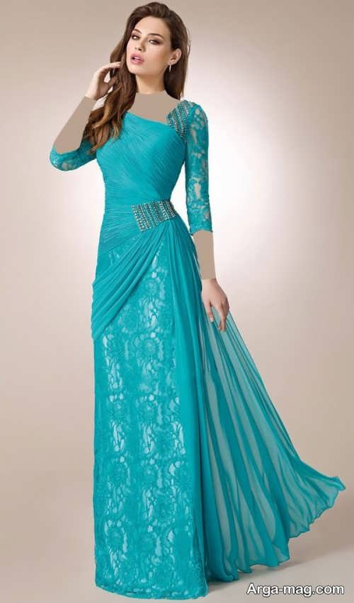 مدل لباس آبی گیپور 