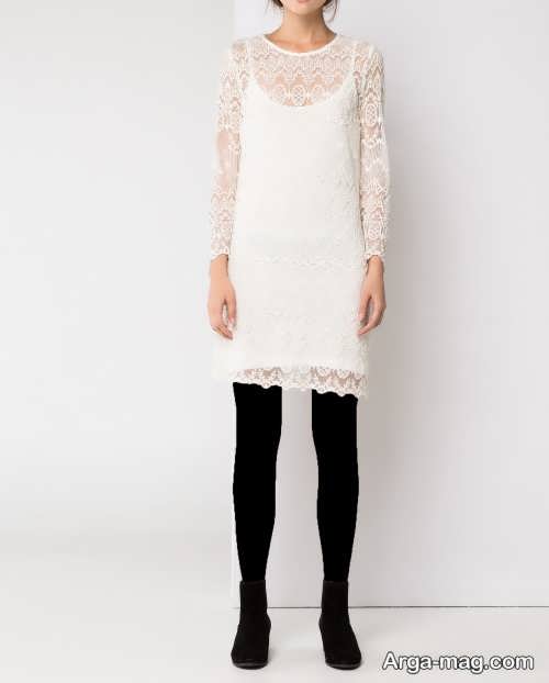 مدل لباس مجلسی سفید گیپور 